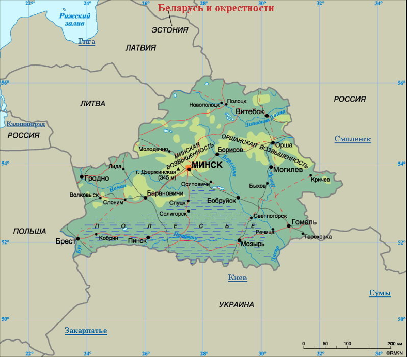 Геоинформационная панель Беларуси и окрестностей